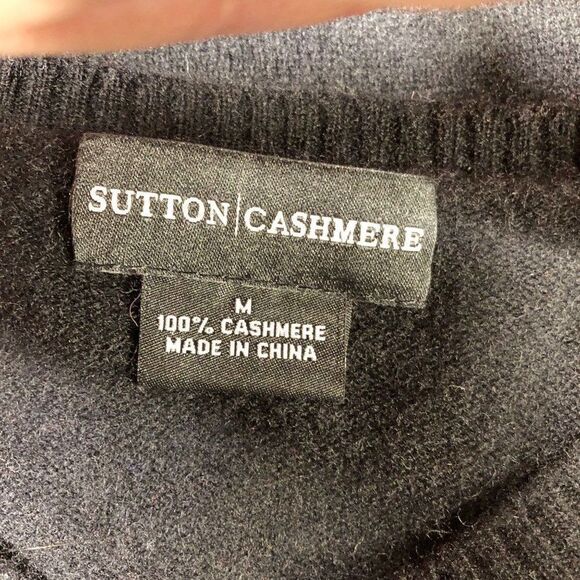 Womens Sutton Cashmere Black 100% Cashmere Cardigan Sweater Ruffle Detail Size M - Picture 5 of 5